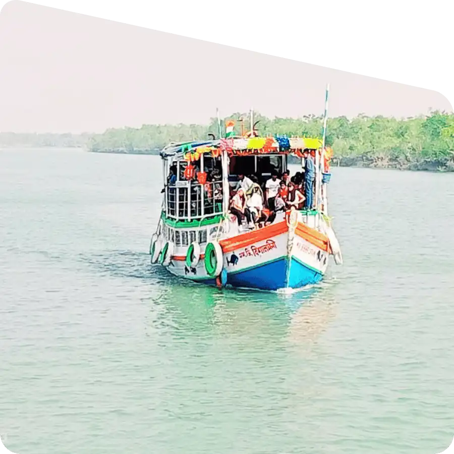 Boat cruise through forest river channel